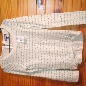 NWT small sweater white with turquoise